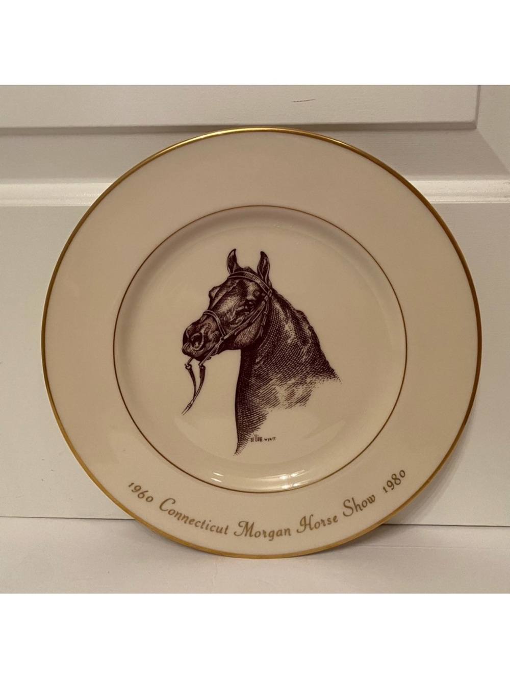 LENOX CONNECTICUT MORGAN HORSE SHOW PLATE PRIZE COMMEMORATIVE HOME ACCENT CREAM